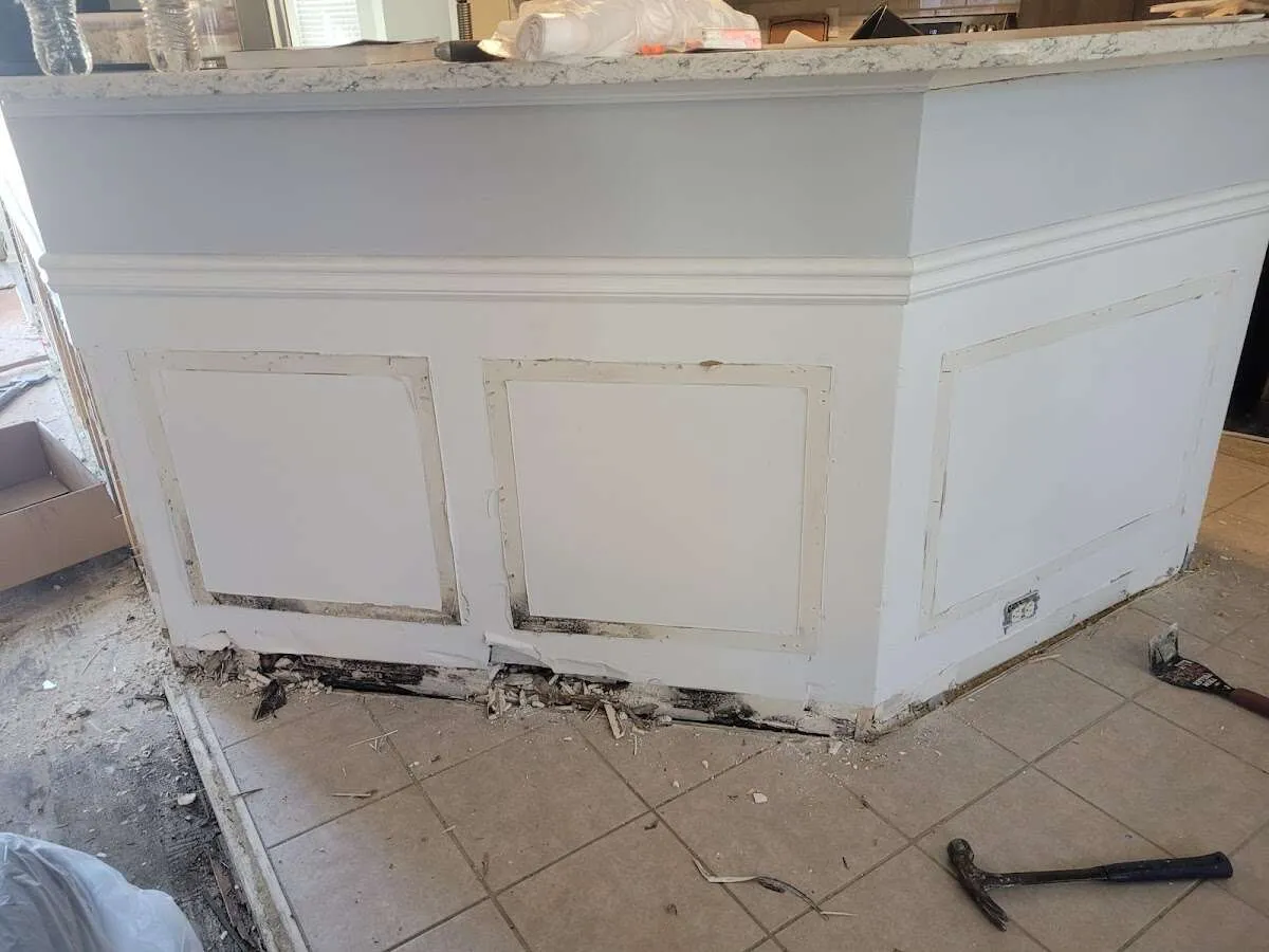 Water damage and mold on kitchen during Storm Damage Restoration in Keansburg